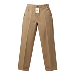 ✨ Nocturne Khaki Sailor Pants with Gold Buttons – Size XS